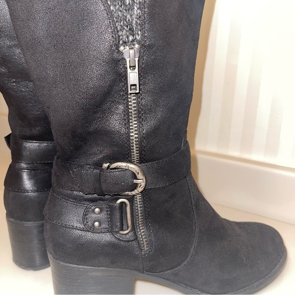 BARE TRAPS Womens Willow Black Heeled Riding Boots Round Toe Stacked Heel - Picture 8 of 16